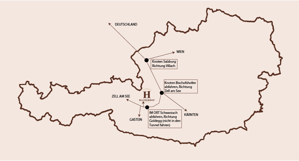 Anfahrtskarte zum Hackerhof Goldegg in Altenhof